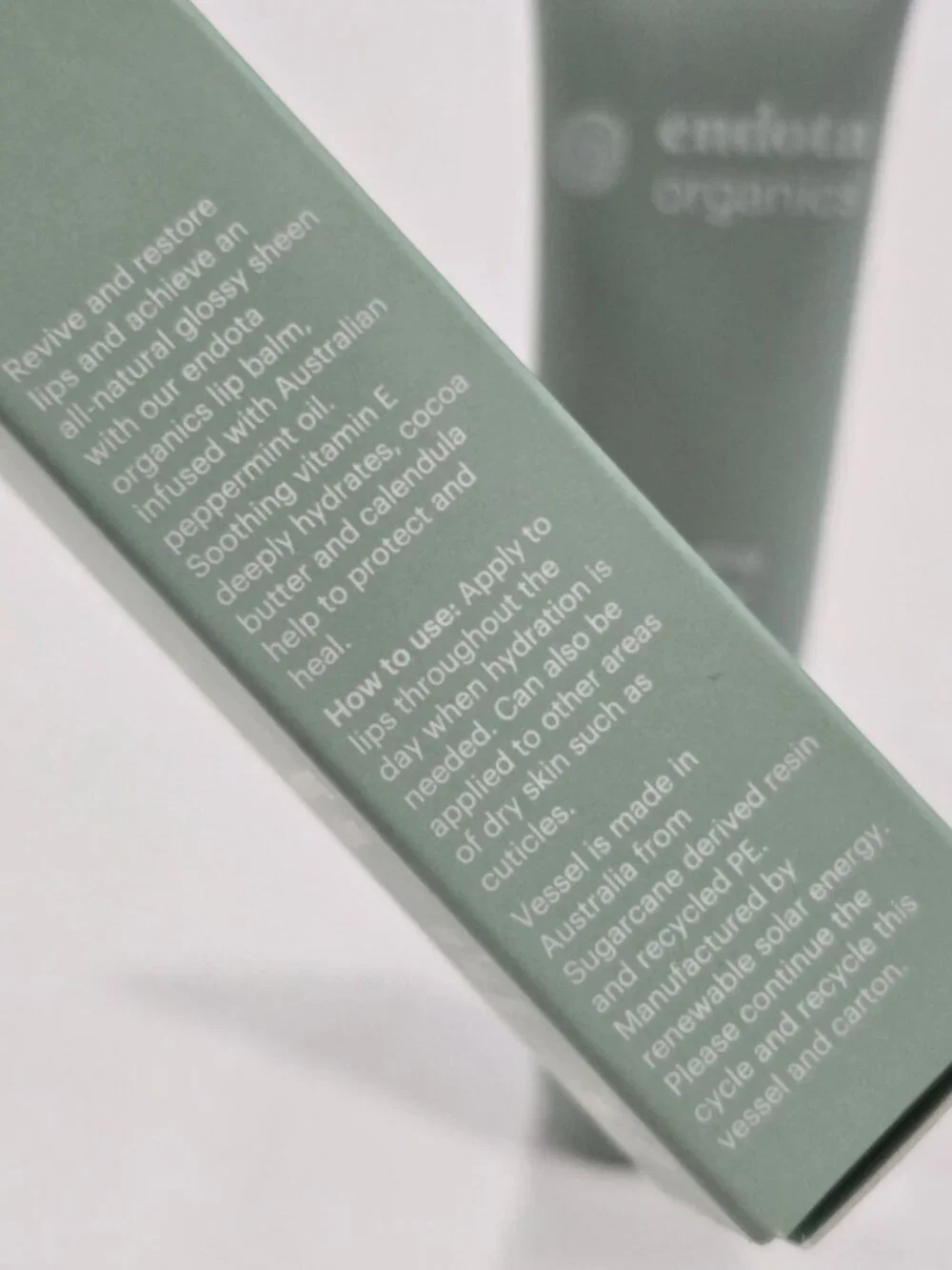 Endota Organics ✦ Hydrating Lip Balm ✦ Calendula Peppermint Nourishing 15g NWT